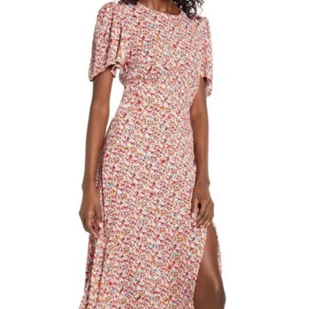 AFRM Floral Midi Dress in Pink Multi